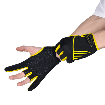 TD® Une paire Gants de bowling Sports de plein air Gants de fitness antidérapants en silicone de paume sans doigts Jaune S / M